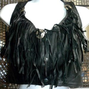 Genuine Fringe Halter Vest Elastic Back